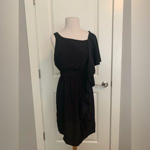 Cynthia Steffe Sleeveless Black Dress with Ruffled Side in 6